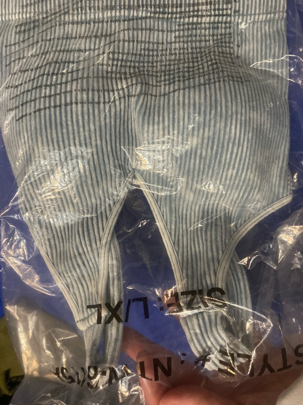 Striped Light Blue Ribbed Tank Top/bra by zenana